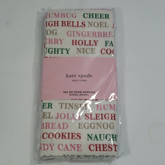 kate spade Other - Kate spade Set of Four Napkins (Holiday Phrases)